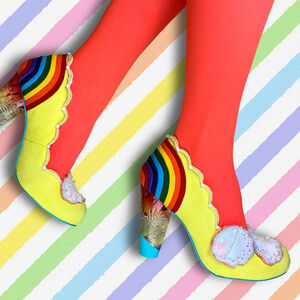 Irregular Choice Shirley Bass Yellow Rainbow Heels With Box - Size 6